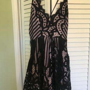 Sexy Black Lace Romper with Cris-Cross Back